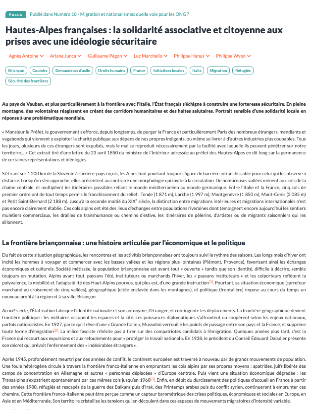 Alternatives Humanitaires n°18 — Hautes-Alpes, 2021