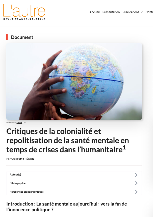 Revue L'Autre — Décolonialité et santé mentale, 2026